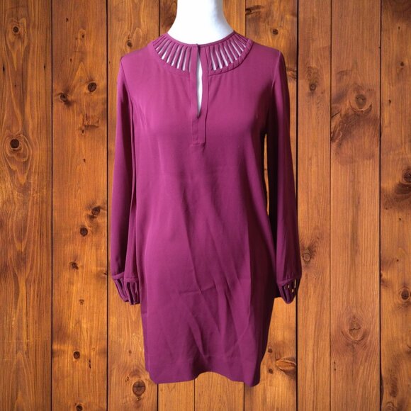 Diane Von Furstenburg Women's Size 0 Damian Raspberry Silk Long Sleeve Dress - Picture 1 of 8